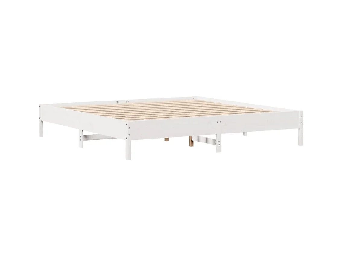 Cadre de lit sans matelas blanc 180x200 cm bois massif de pin