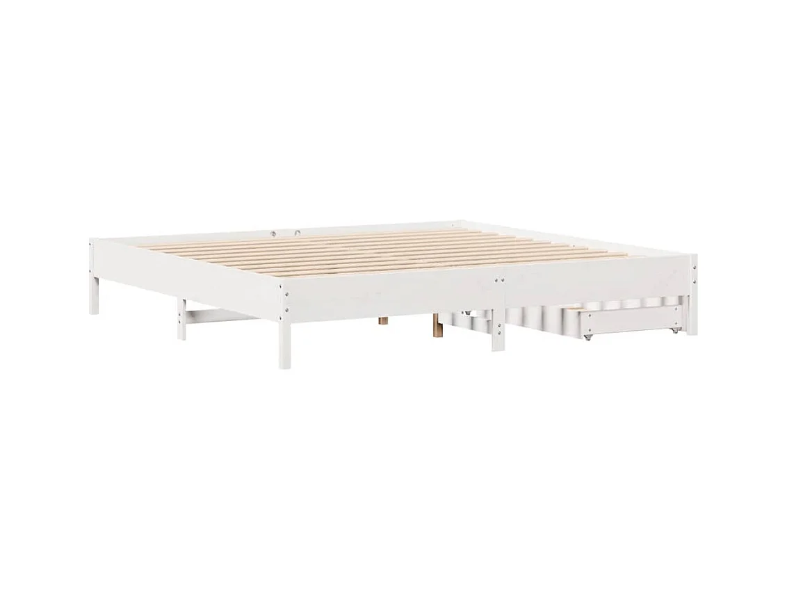 Cadre de lit sans matelas blanc 180x200 cm bois massif de pin