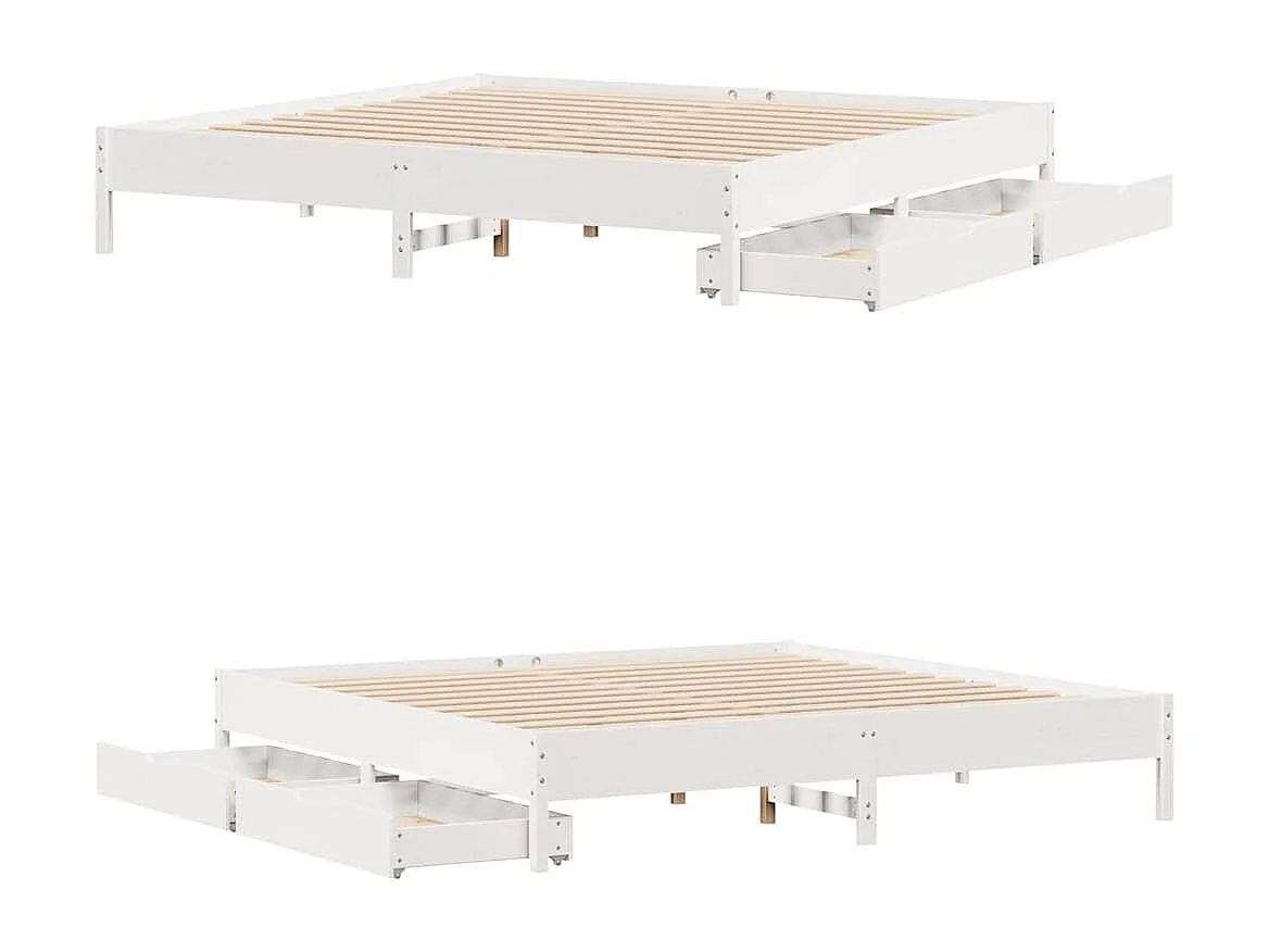 Cama sin colchón madera maciza de pino blanca 180x200 cm