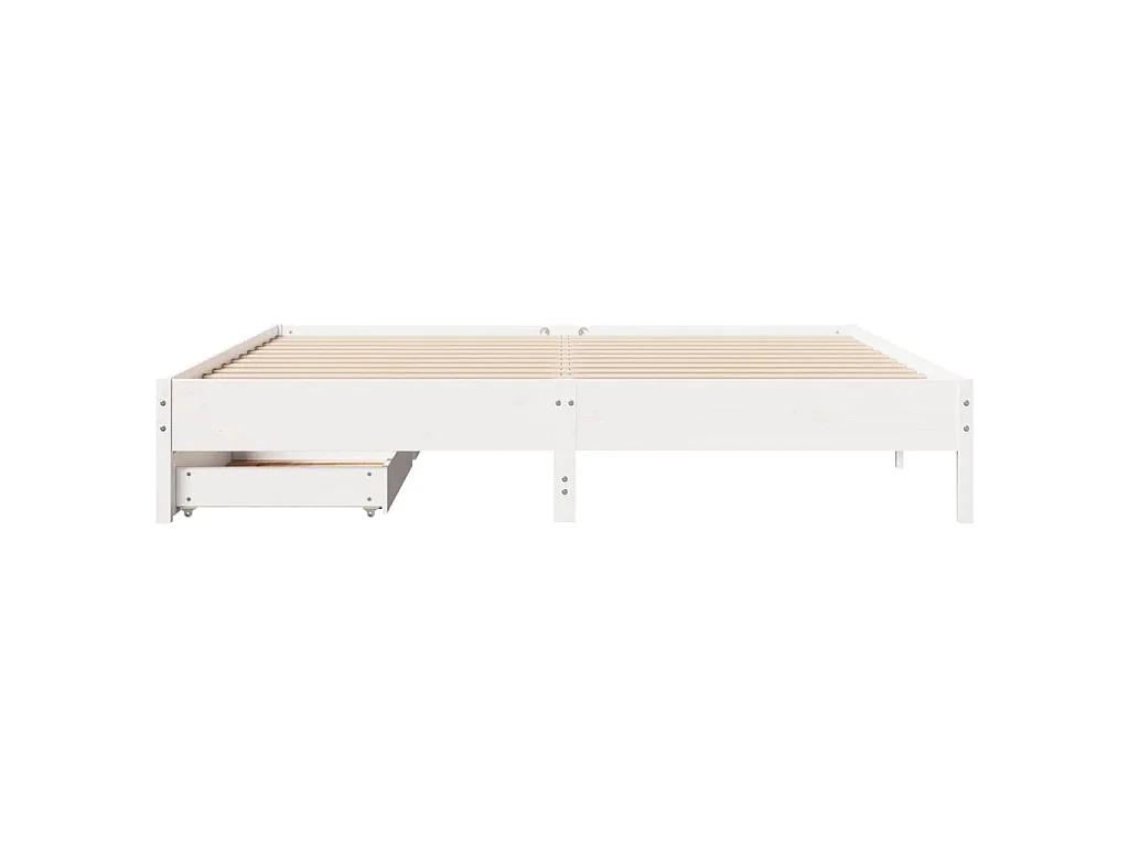 Cadre de lit sans matelas blanc 180x200 cm bois massif de pin