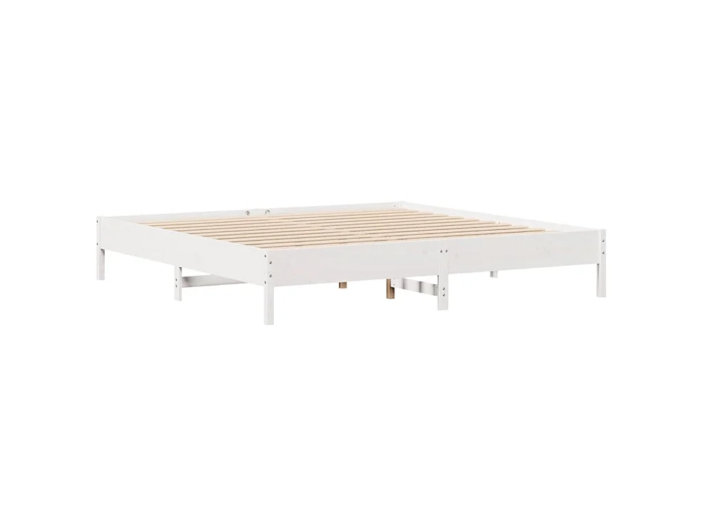 Cadre de lit sans matelas blanc 180x200 cm bois massif de pin