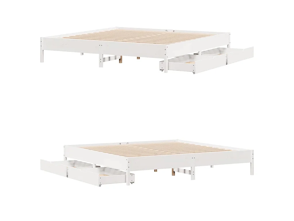 Cadre de lit sans matelas blanc 180x200 cm bois massif de pin
