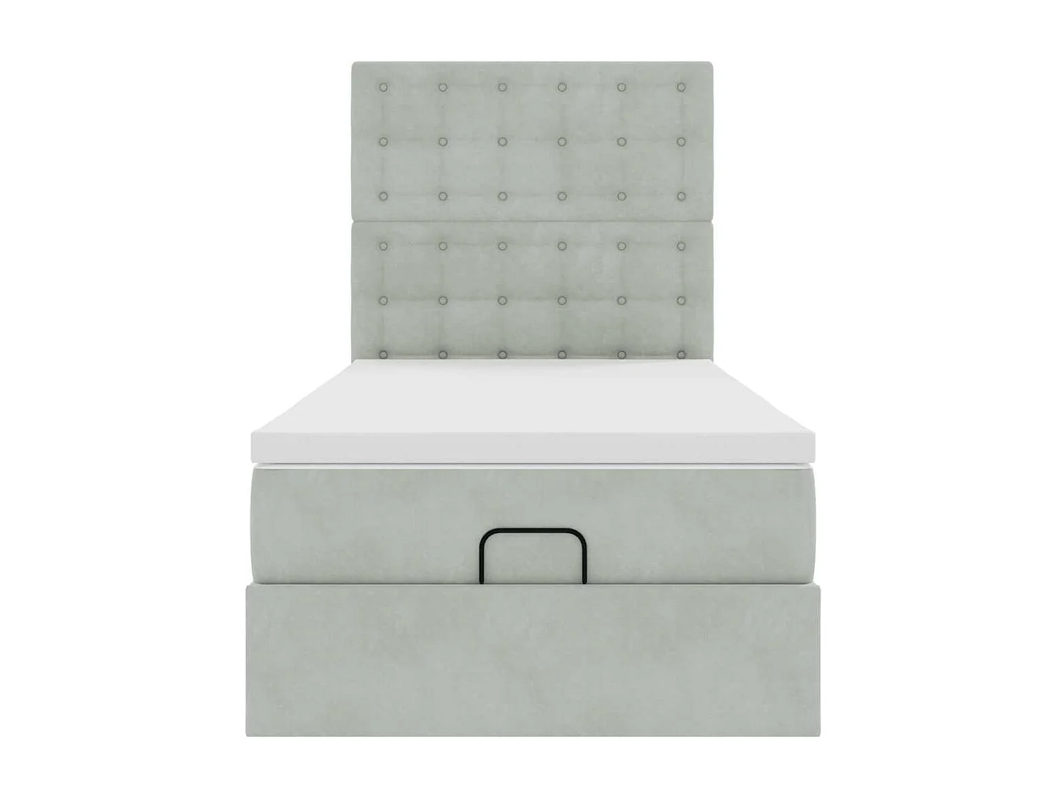 Cadre de lit ottoman et matelas gris clair 100x200 cm velours