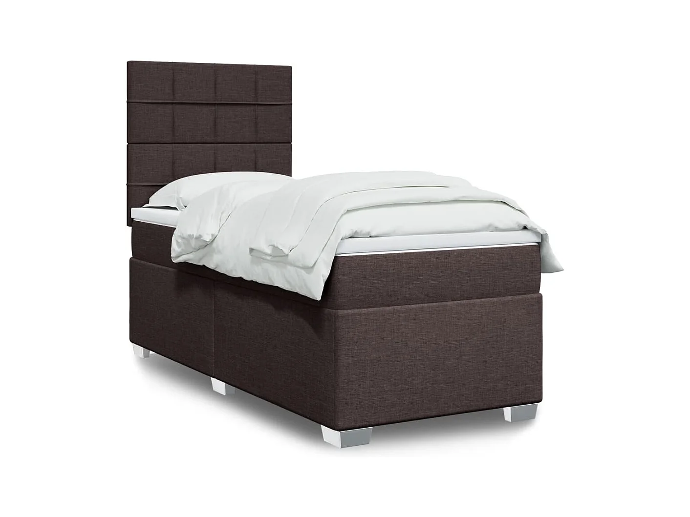 Boxspringbett mit Matratze Dunkelbraun 90x200 cm Stoff