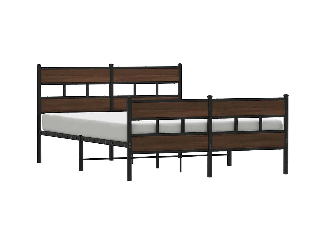 Estrutura cama sem colchão 160x200 cm metal carvalho castanho