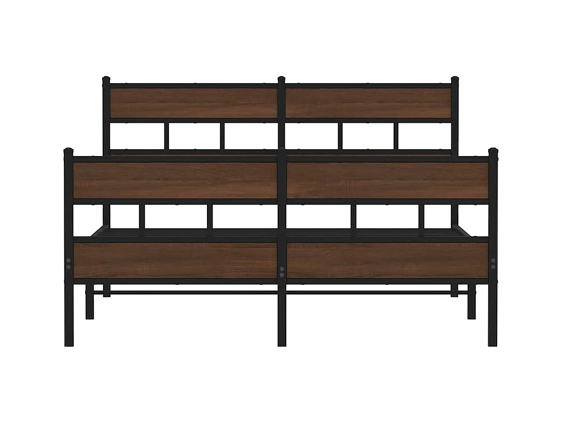 Estrutura cama sem colchão 160x200 cm metal carvalho castanho