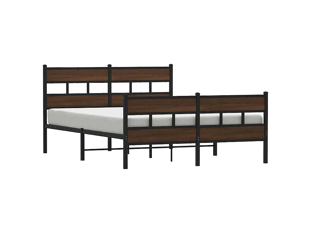 Cadre de lit en métal sans matelas chêne marron 160x200 cm