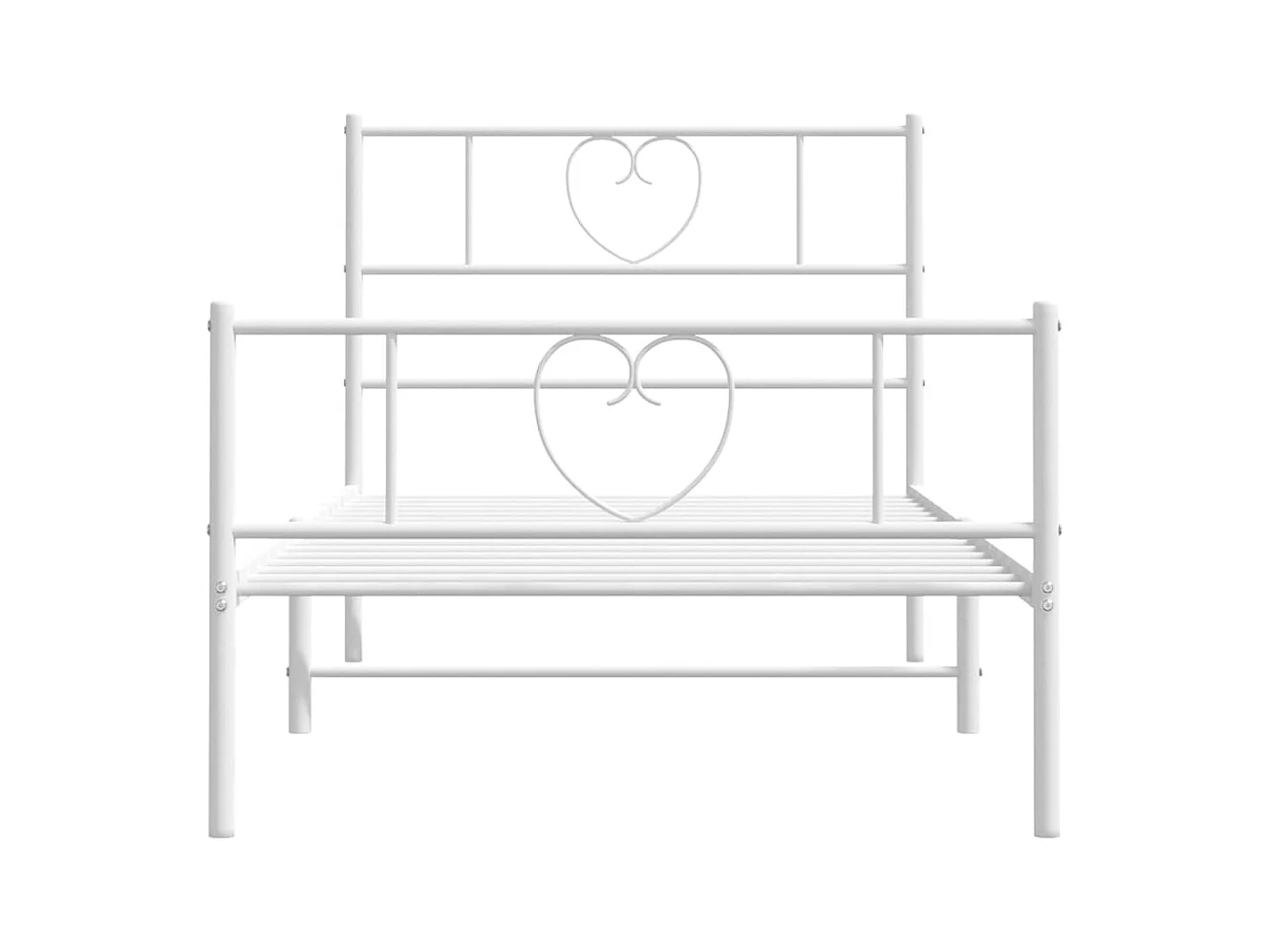 Cadre de lit métal sans matelas avec pied de lit blanc 90x200cm