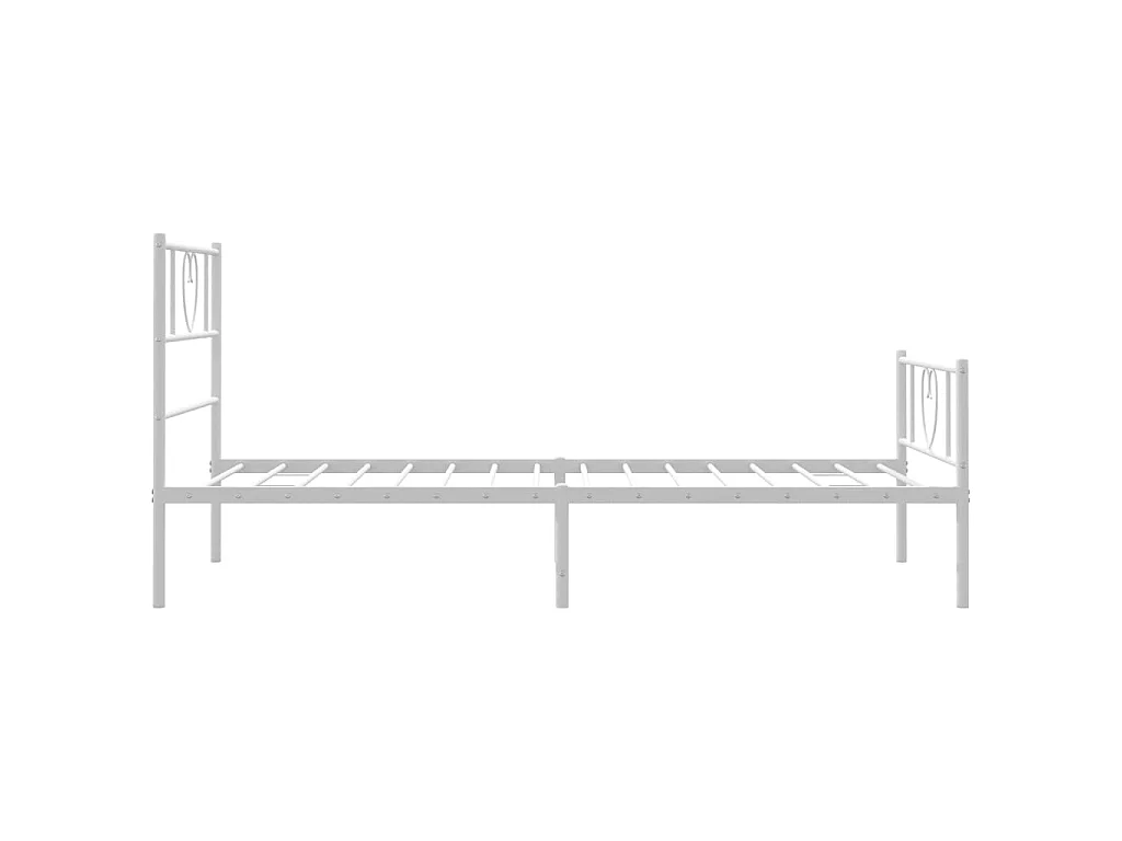 Cadre de lit métal sans matelas avec pied de lit blanc 90x200cm