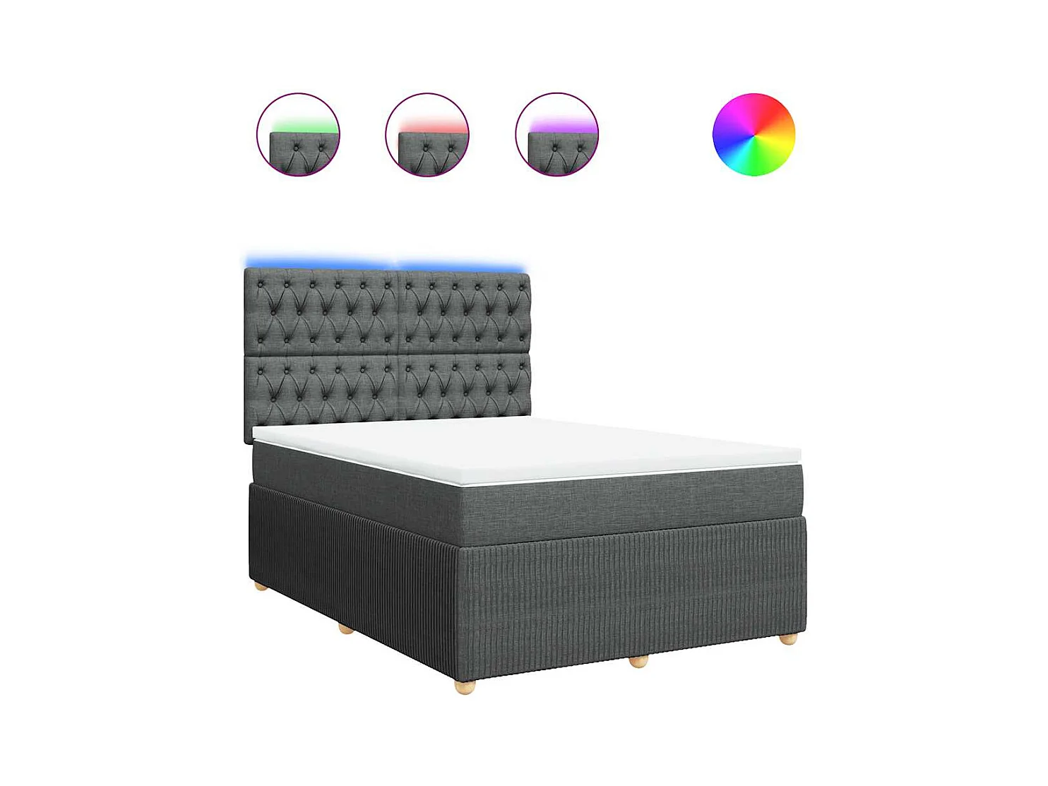 Sommier à lattes de lit avec matelas Gris foncé 140x190cm Tissu