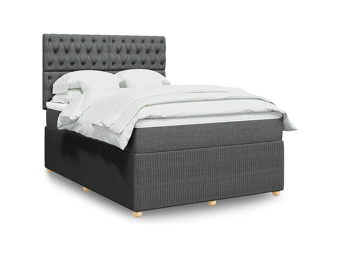 Sommier à lattes de lit avec matelas Gris foncé 140x190cm Tissu