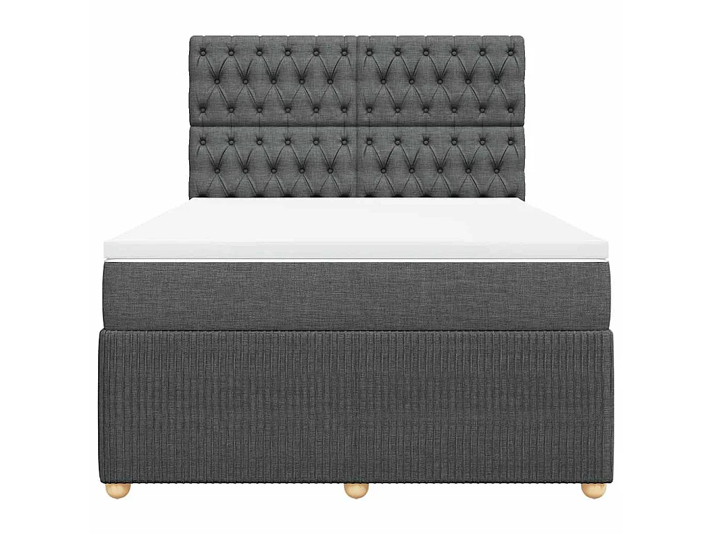 Cama box spring con colchón tela gris oscuro 140x190 cm
