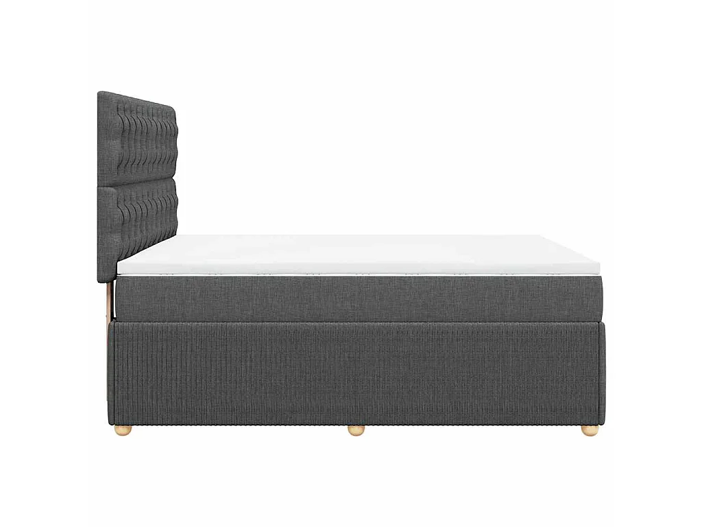 Cama box spring con colchón tela gris oscuro 140x190 cm