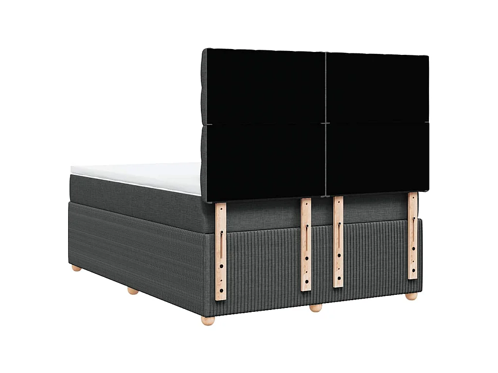 Cama box spring con colchón tela gris oscuro 140x190 cm