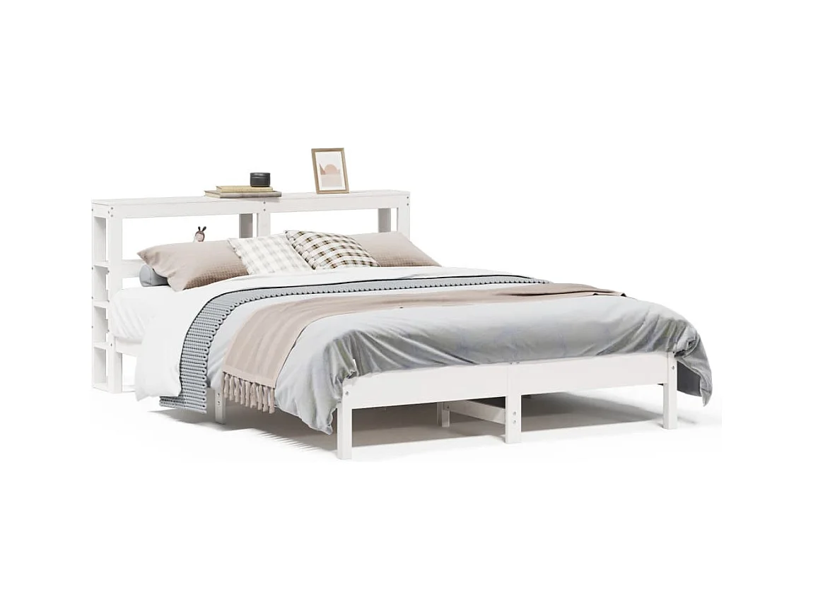 Cadre de lit sans matelas blanc 140x190 cm bois de pin massif