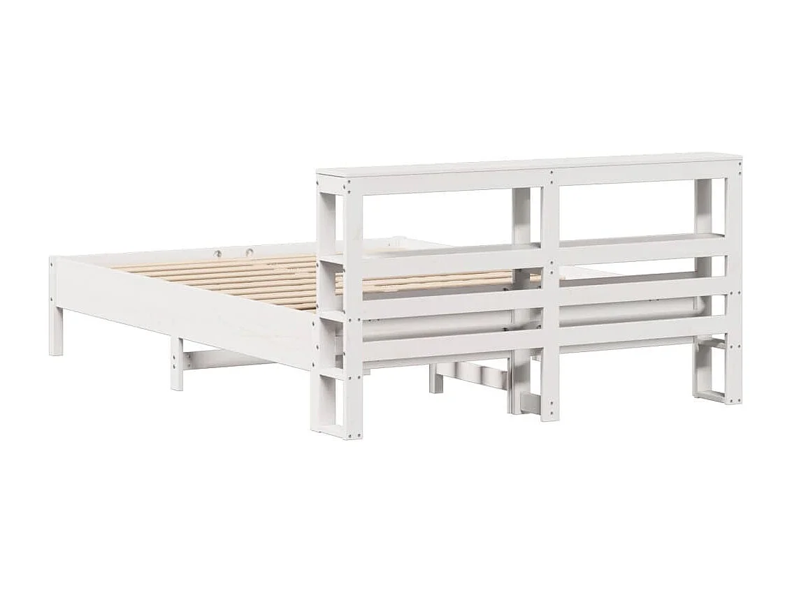 Estructura de cama sin colchón madera de pino blanca 140x190 cm