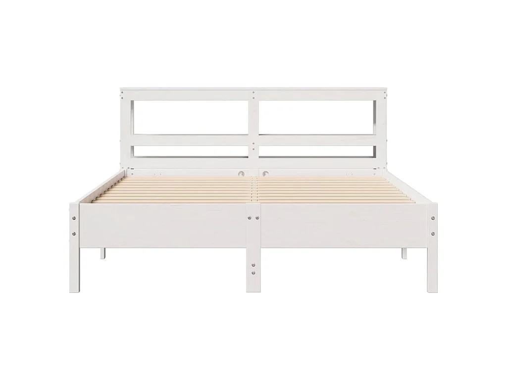 Cama sem colchão 140x190 cm madeira de pinho maciça branco