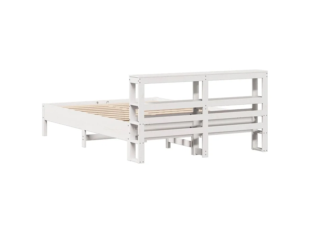 Cama sem colchão 140x190 cm madeira de pinho maciça branco