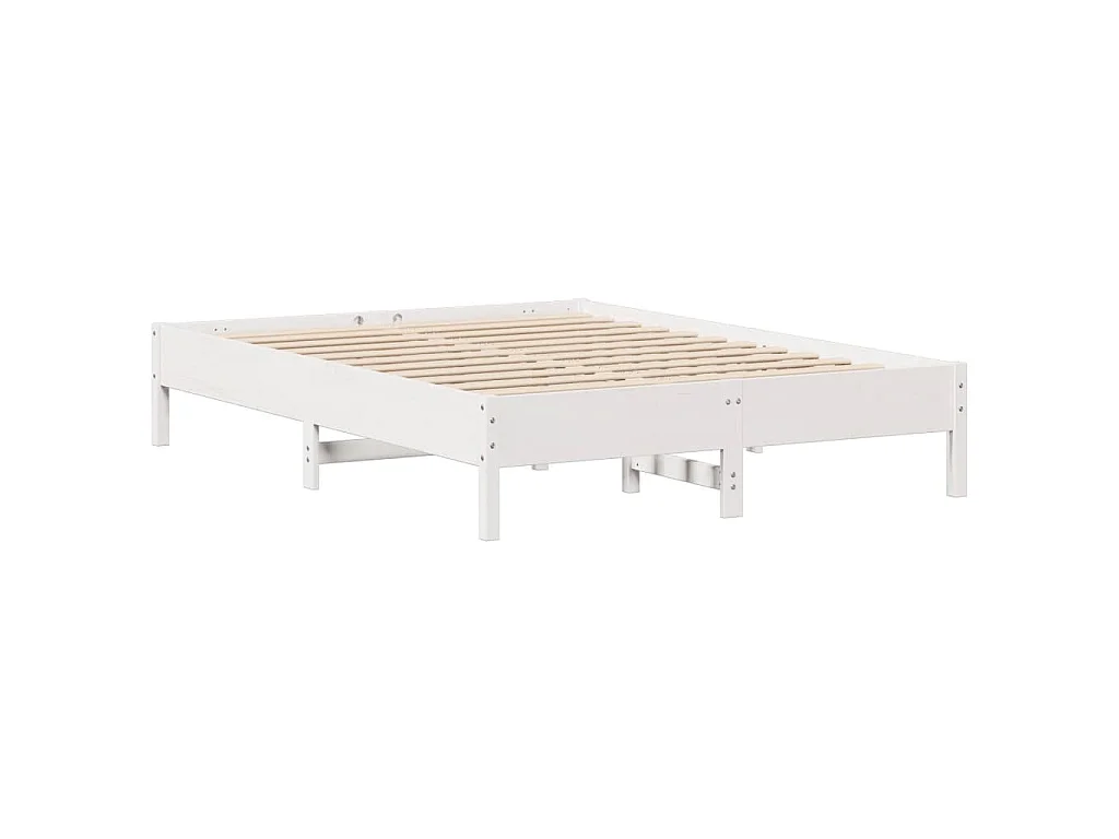 Cama sem colchão 140x190 cm madeira de pinho maciça branco