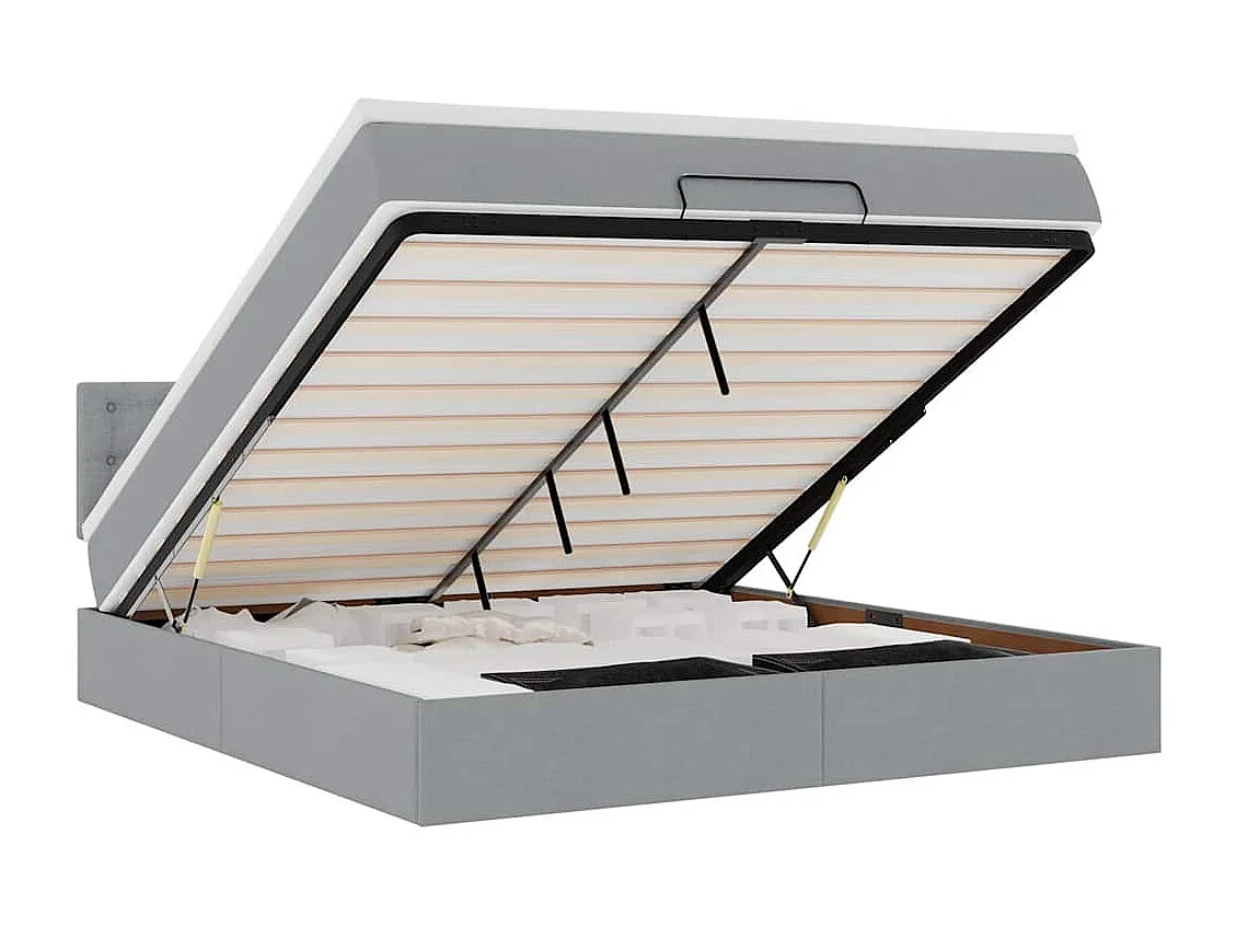 Lit ottoman avec matelas gris clair 160x200 cm tissu