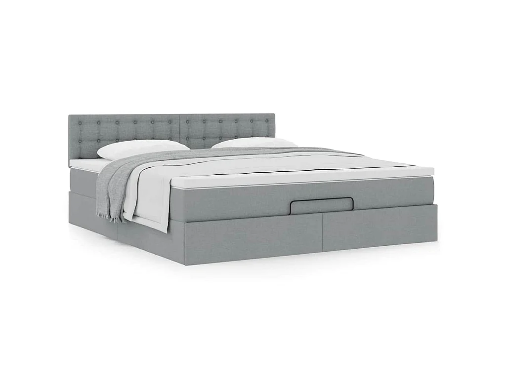 Lit ottoman avec matelas gris clair 160x200 cm tissu