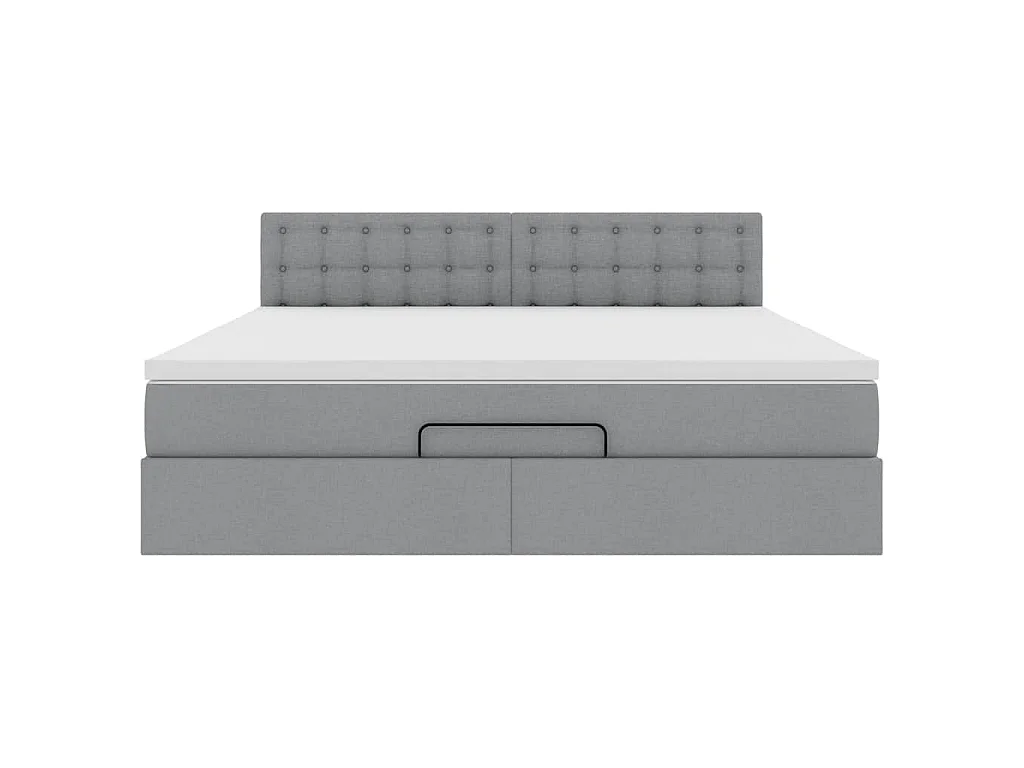 Lit ottoman avec matelas gris clair 160x200 cm tissu