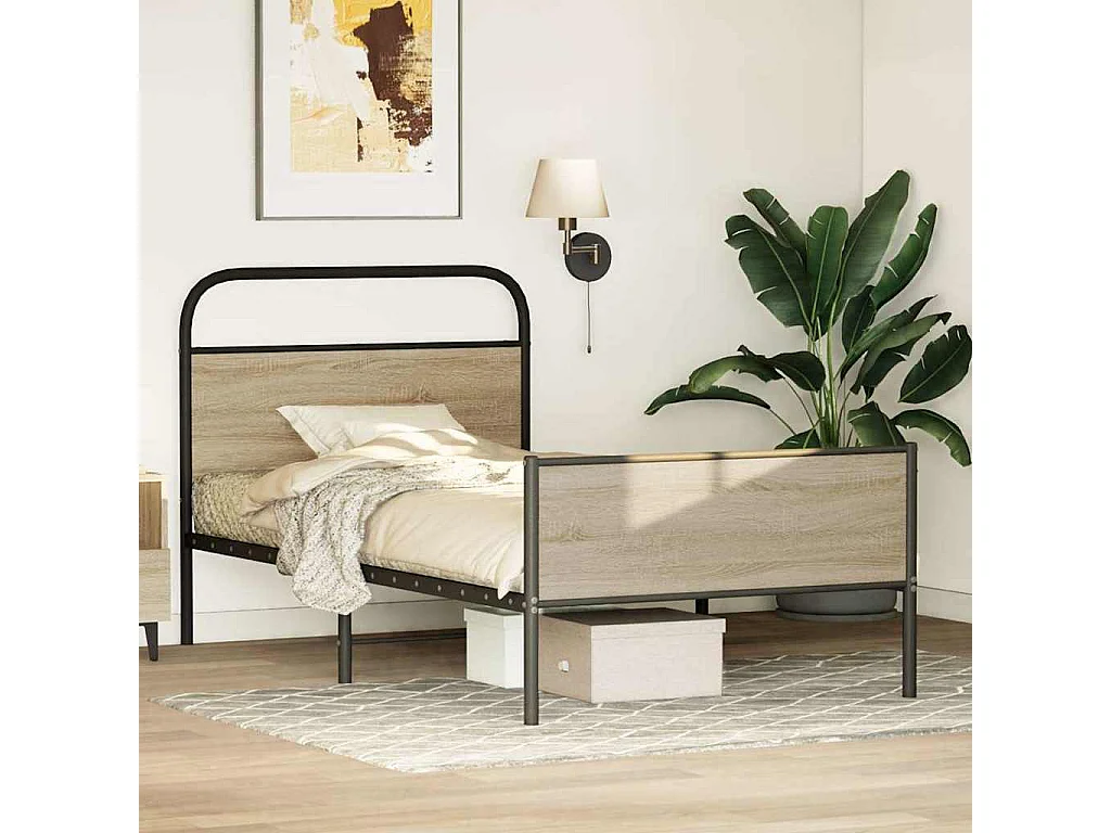 Cadre de lit sans matelas 100x200 cm chêne sonoma