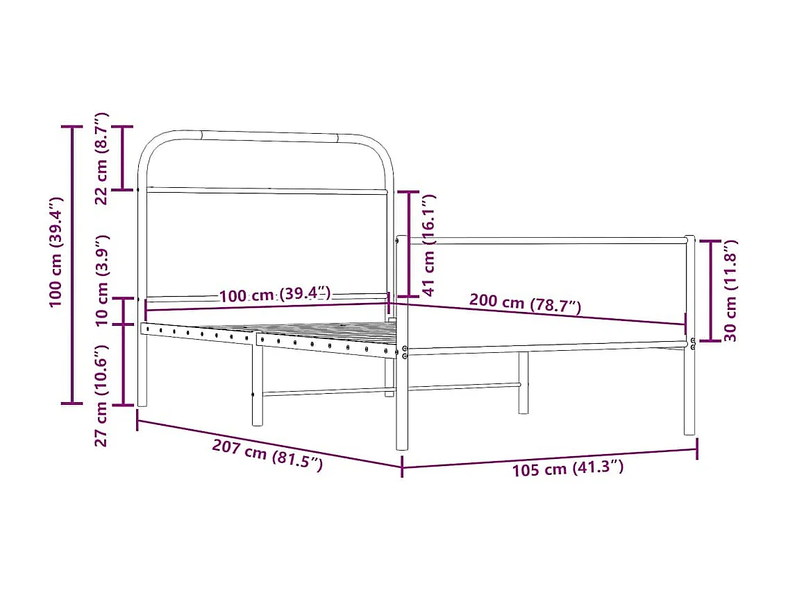 Cadre de lit sans matelas 100x200 cm chêne sonoma