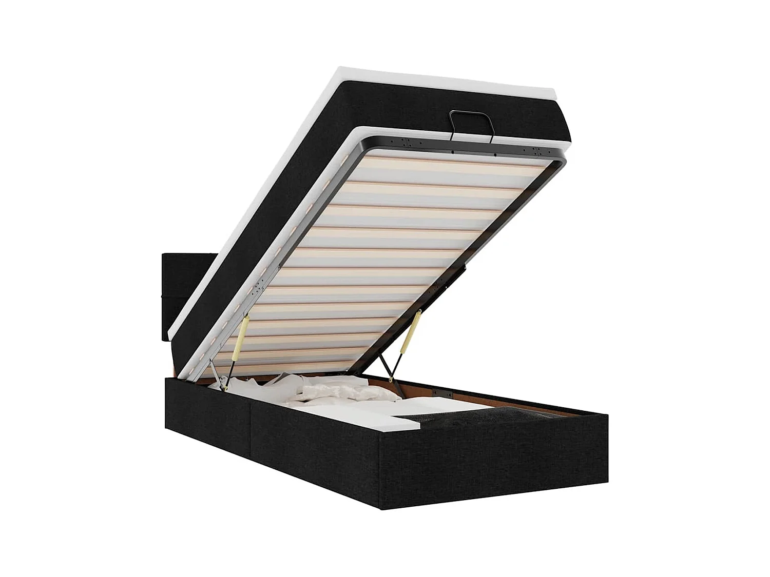 Pouf Letto con Materasso Nero 100x200 cm in Tessuto