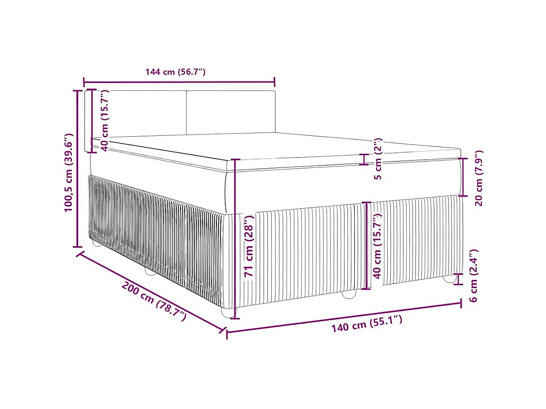 Cama com molas/colchão 140x200 cm veludo rosa