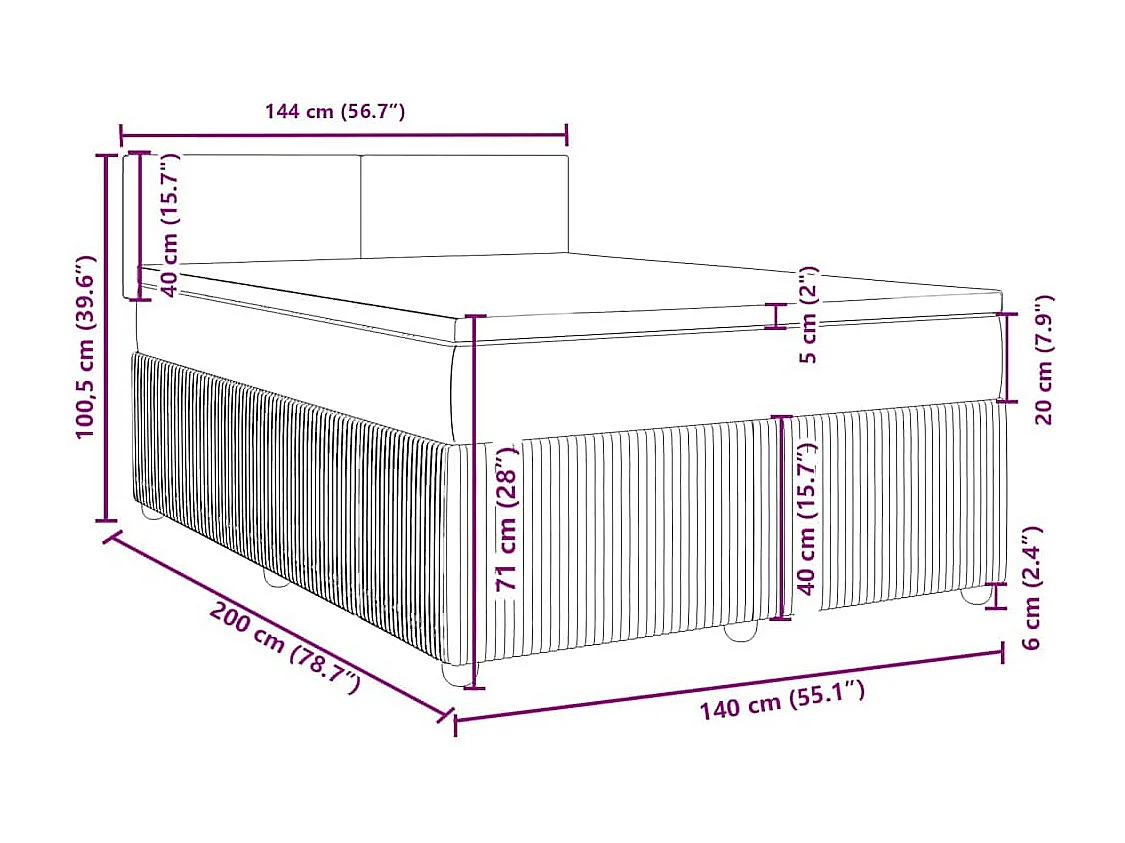 Boxspringbett mit Matratze Rosa 140x200 cm Samt