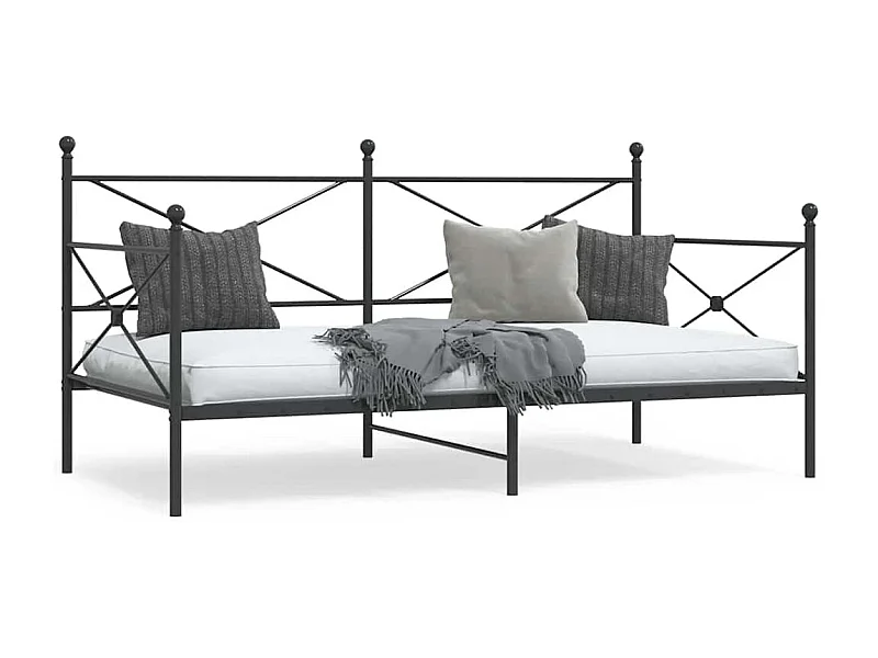 Tagesbett ohne Matratze Schwarz 100x190 cm Stahl