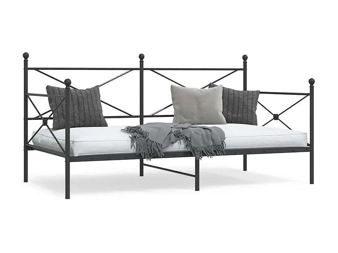 Slaapbank zonder matras 100x190 cm staal zwart