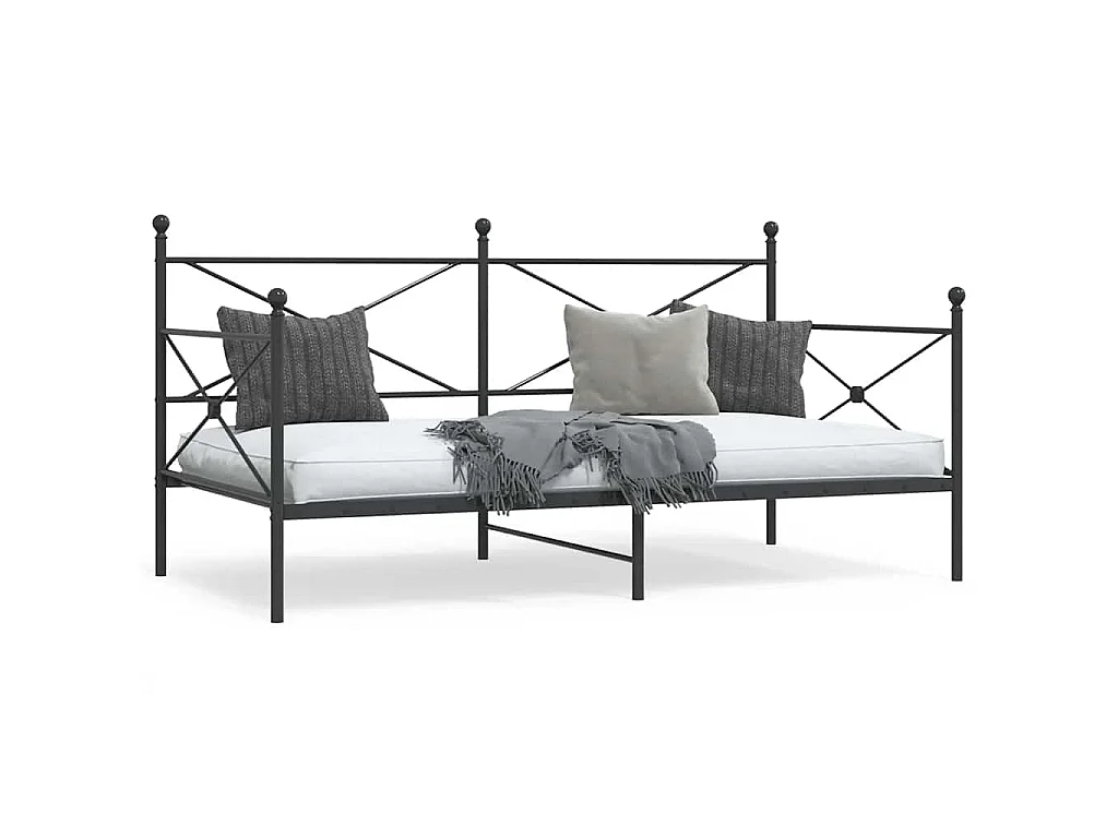 Slaapbank zonder matras 100x190 cm staal zwart