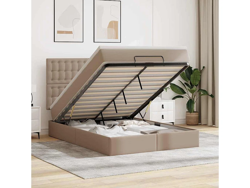Struttura Letto Pouf con Materasso 140x190 cm Similpelle