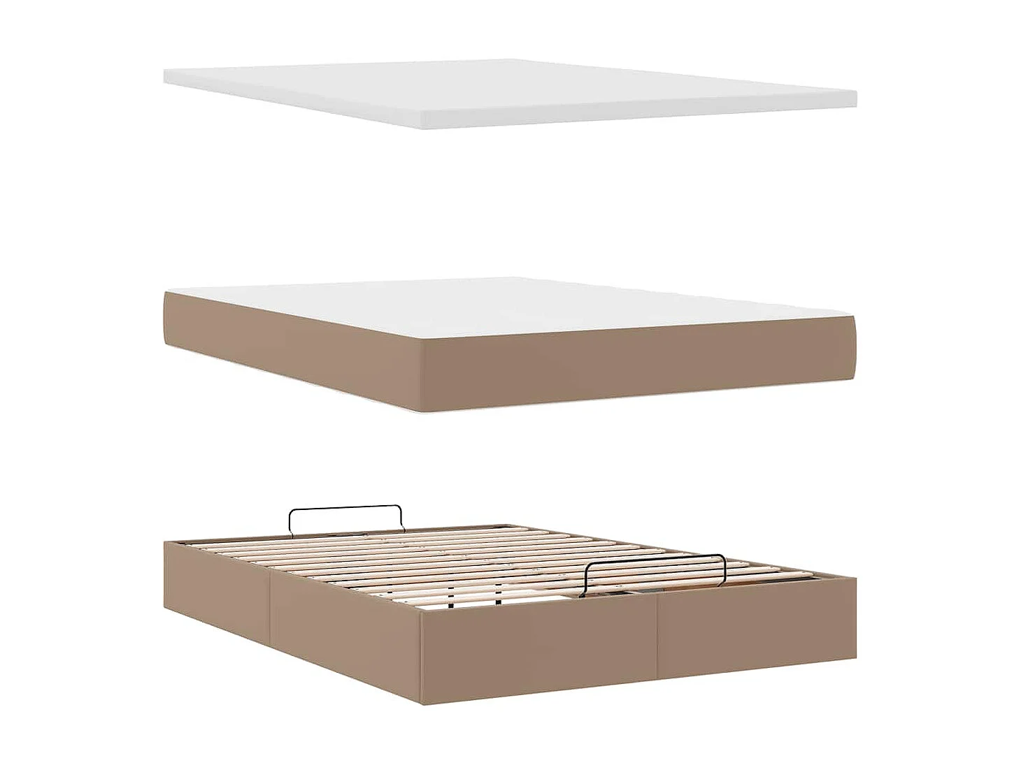 Struttura Letto Pouf con Materasso 140x190 cm Similpelle
