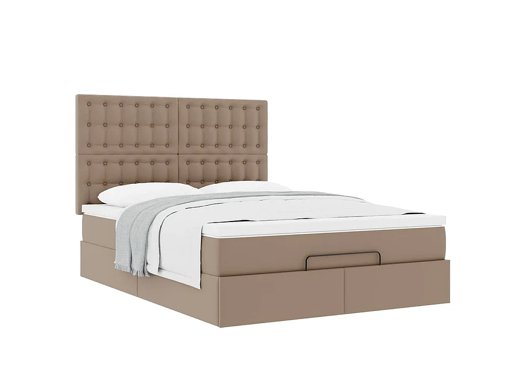 Ottoman bed met matras 140x190cm kunstleer cappuccinokleurig