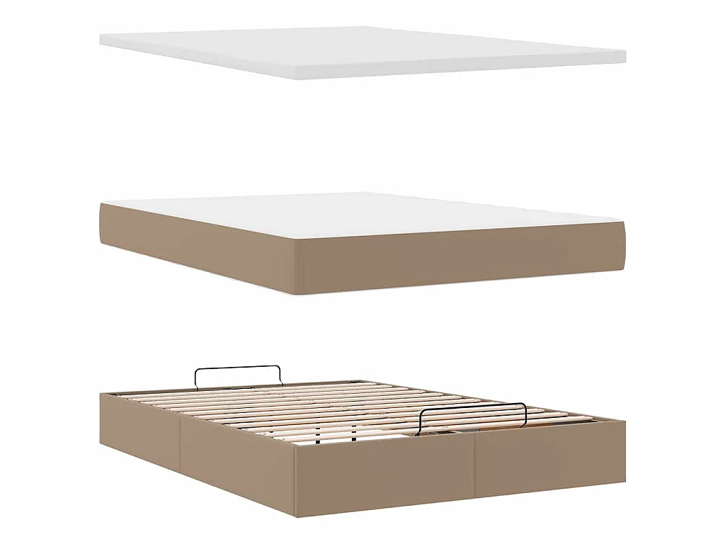 Ottoman bed met matras 140x190cm kunstleer cappuccinokleurig