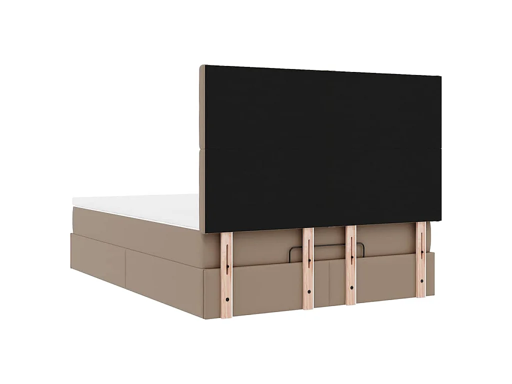 Cadre de lit ottoman et matelas cappuccino 140x190cm similicuir