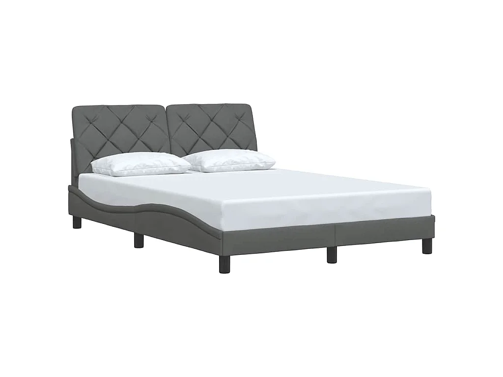 Cadre de lit sans matelas gris foncé 140x190 cm tissu