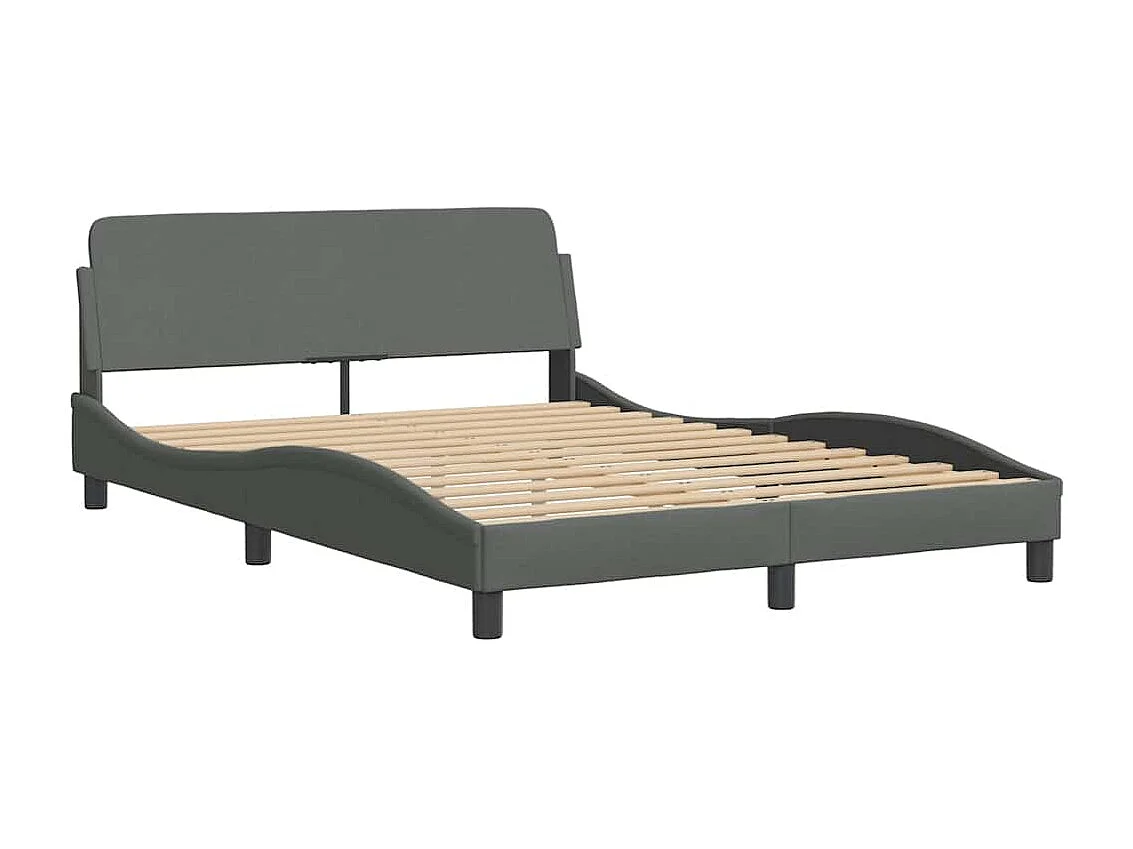 Cadre de lit sans matelas gris foncé 140x190 cm tissu