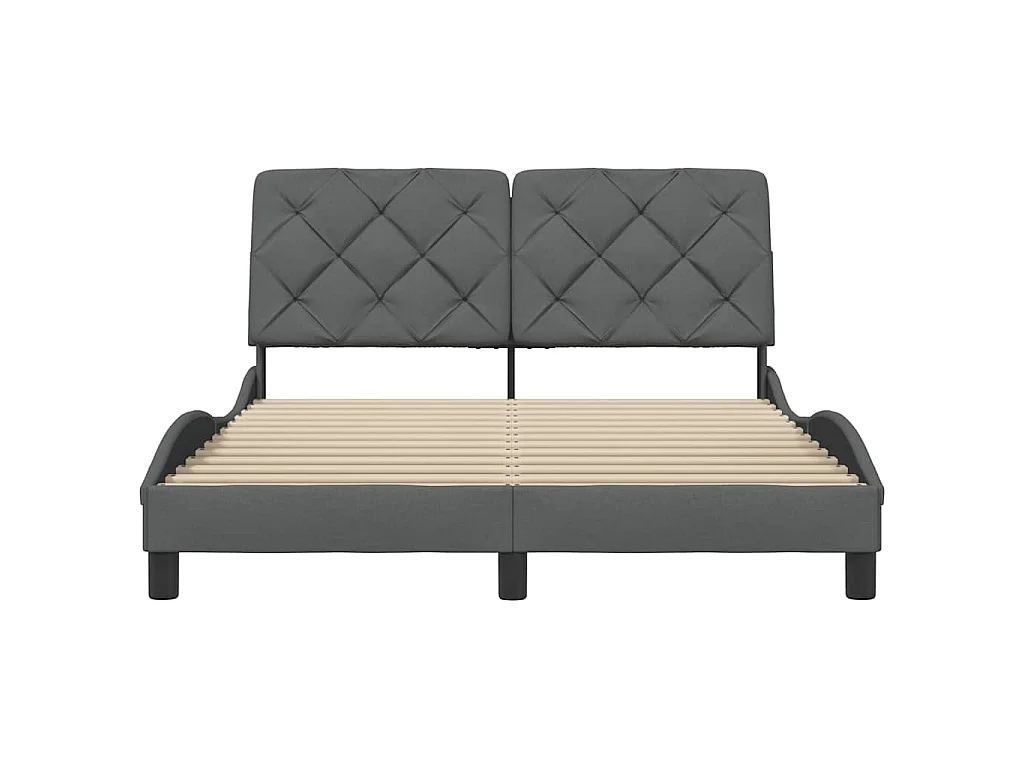 Cadre de lit sans matelas gris foncé 140x190 cm tissu