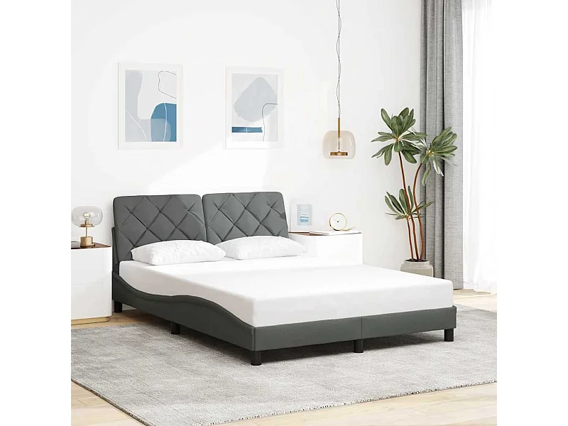 Bettgestell ohne Matratze Dunkelgrau 140x190 cm Stoff