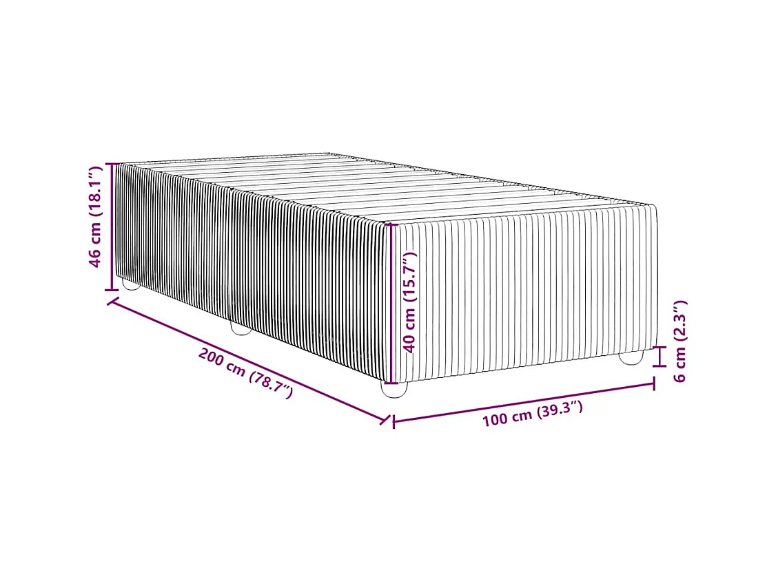 Cadre de lit sans matelas gris clair 100x200 cm tissu