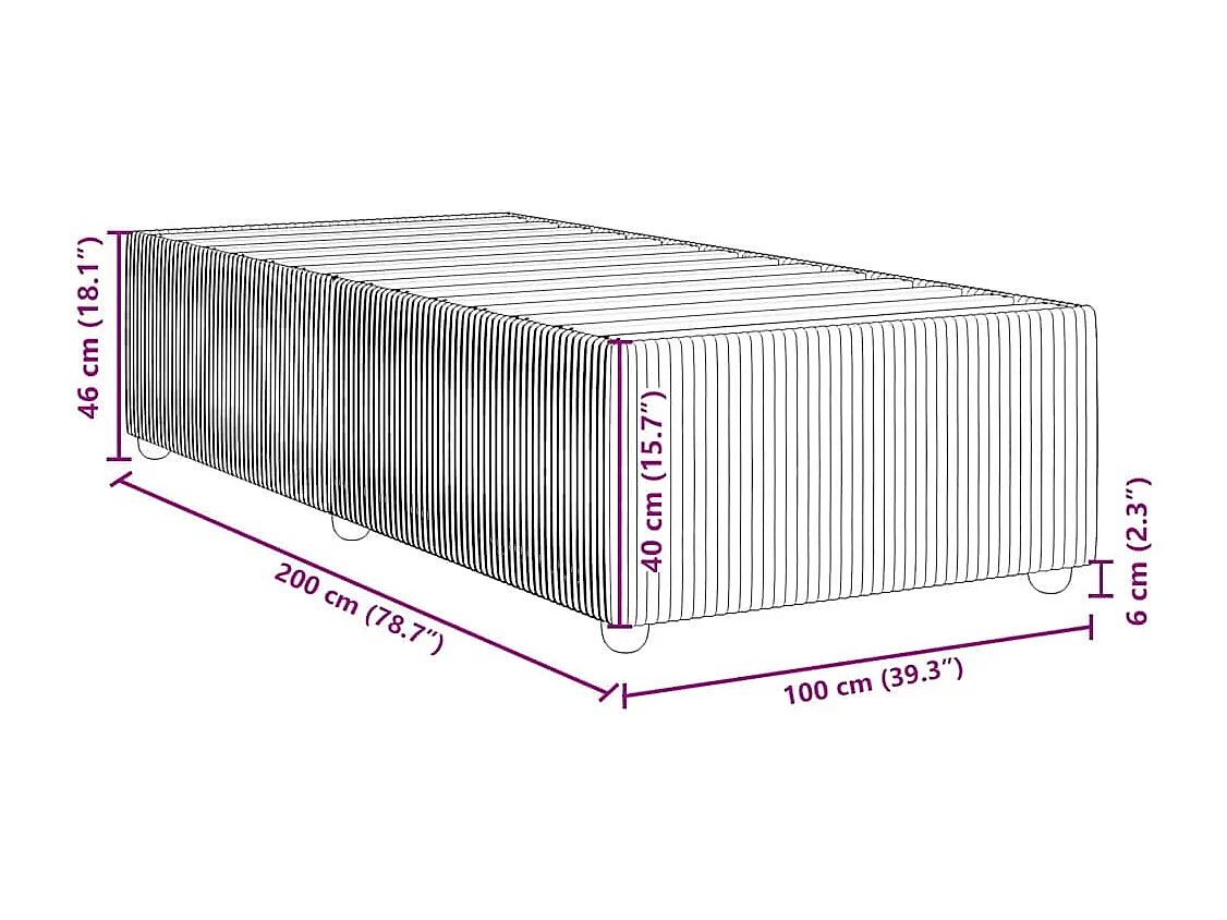 Cadre de lit sans matelas gris clair 100x200 cm tissu