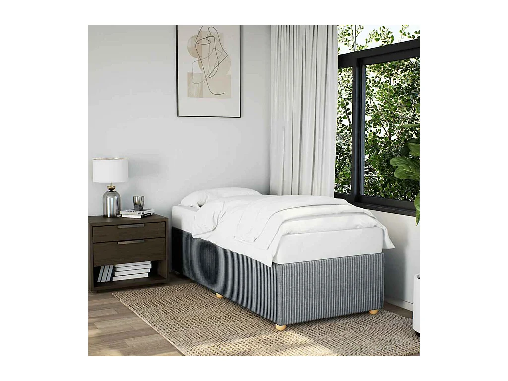 Cadre de lit sans matelas gris clair 100x200 cm tissu