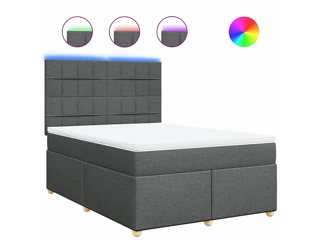 Boxspringbett mit Matratze Dunkelgrau 140x200 cm Stoff