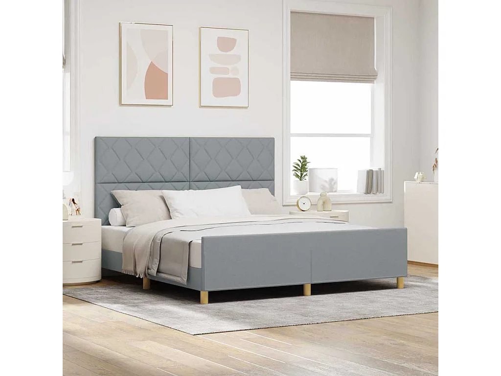 Cadre de lit avec tête de lit Gris clair 180 x 200 cm tissu