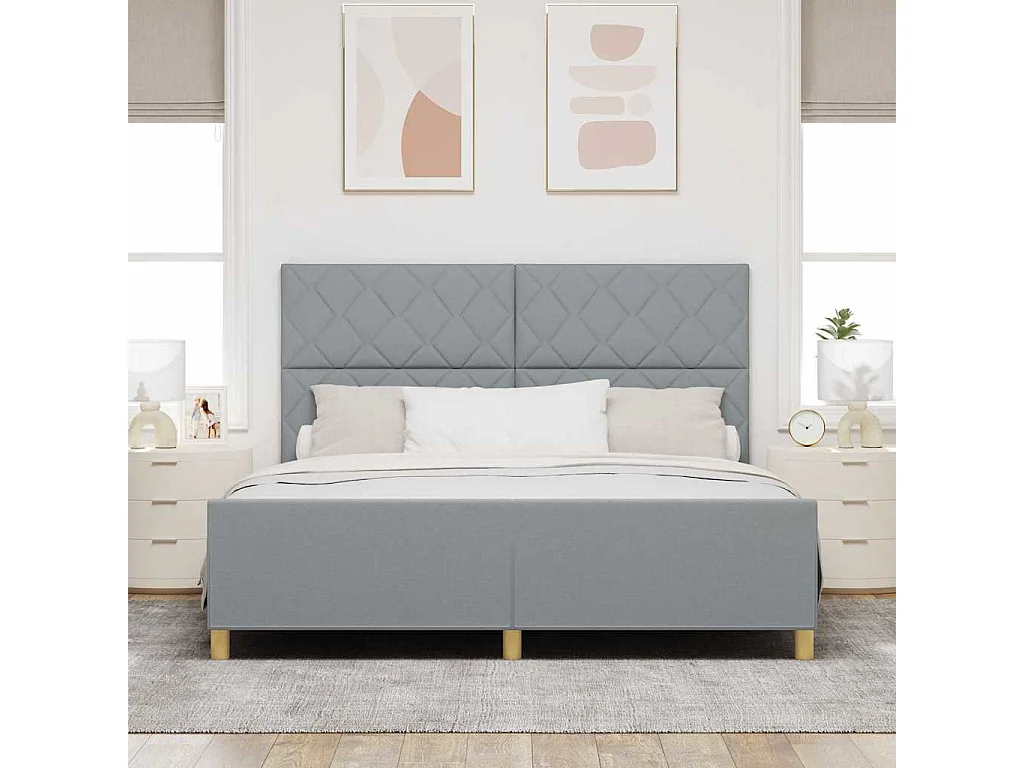 Cadre de lit avec tête de lit Gris clair 180 x 200 cm tissu