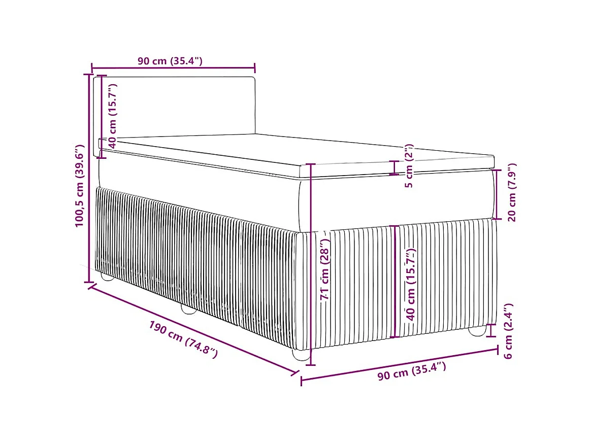 Sommier à lattes de lit avec matelas Taupe 90x190 cm Tissu